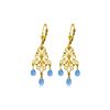 Genuine 3.75 ctw Blue Topaz Earrings 14KT Yellow Gold - REF-46P7H