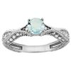 0.67 CTW Aquamarine & Diamond Ring 14K White Gold - REF-68A9X