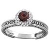 0.85 CTW Garnet & Diamond Ring 14K White Gold - REF-53A5X