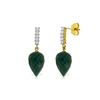 Genuine 25.95 ctw Green Sapphire Corundum & Diamond Earrings 14KT Yellow Gold - REF-51A2K