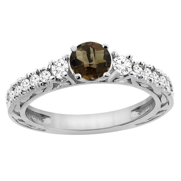 1.35 CTW Quartz & Diamond Ring 14K White Gold - REF-79R5H