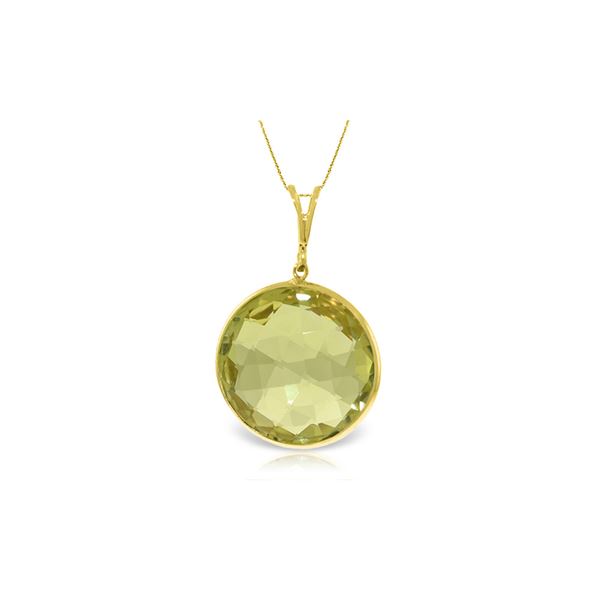 Genuine 17 ctw Quartz Lemon Necklace 14KT Yellow Gold - REF-44R4P