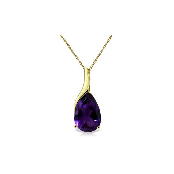 Genuine 5 ctw Amethyst Necklace 14KT Yellow Gold - REF-31F9Z