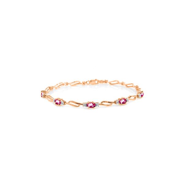 Genuine 3.39 ctw Pink Topaz & Diamond Bracelet 14KT Rose Gold - REF-82Z5N