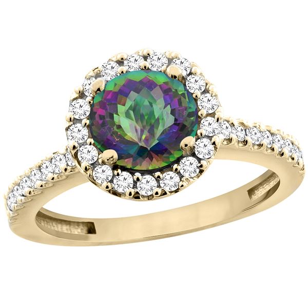 1.38 CTW Mystic Topaz & Diamond Ring 14K Yellow Gold - REF-60M8A