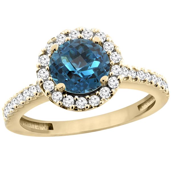 1.38 CTW London Blue Topaz & Diamond Ring 10K Yellow Gold - REF-54N5Y