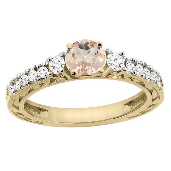 1.05 CTW Morganite & Diamond Ring 14K Yellow Gold - REF-82Y3V