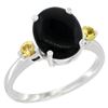 1.79 CTW Onyx & Yellow Sapphire Ring 14K White Gold - REF-30Y3V