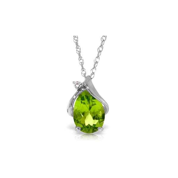 Genuine 2.13 ctw Peridot & Diamond Necklace 14KT White Gold - REF-28P8H