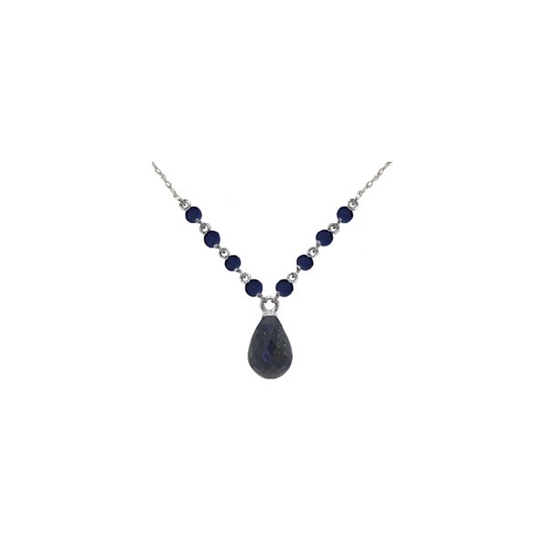 Genuine 15.8 ctw Sapphire Necklace 14KT White Gold - REF-37V2W