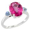 2.64 CTW Pink Topaz & Blue Sapphire Ring 14K White Gold - REF-32N3Y