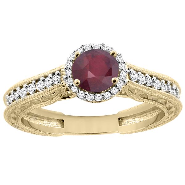 1.29 CTW Ruby & Diamond Ring 14K Yellow Gold - REF-57M9K