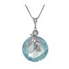 Genuine 5.32 ctw Blue Topaz & Diamond Necklace 14KT White Gold - REF-23A5K