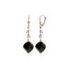 Genuine 31.02 ctw Black Spinel & Diamond Earrings 14KT Rose Gold - REF-53F4Z