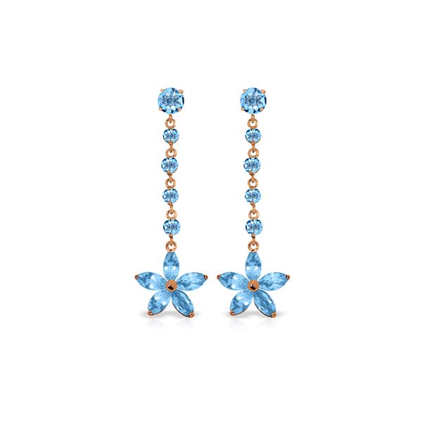 Genuine 4.8 ctw Blue Topaz Earrings 14KT Rose Gold - REF-56Z8N