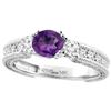 Image 1 : 1.30 CTW Amethyst & Diamond Ring 14K White Gold - REF-85M3K