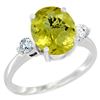 Image 1 : 2.60 CTW Lemon Quartz & Diamond Ring 10K White Gold - REF-61A4X