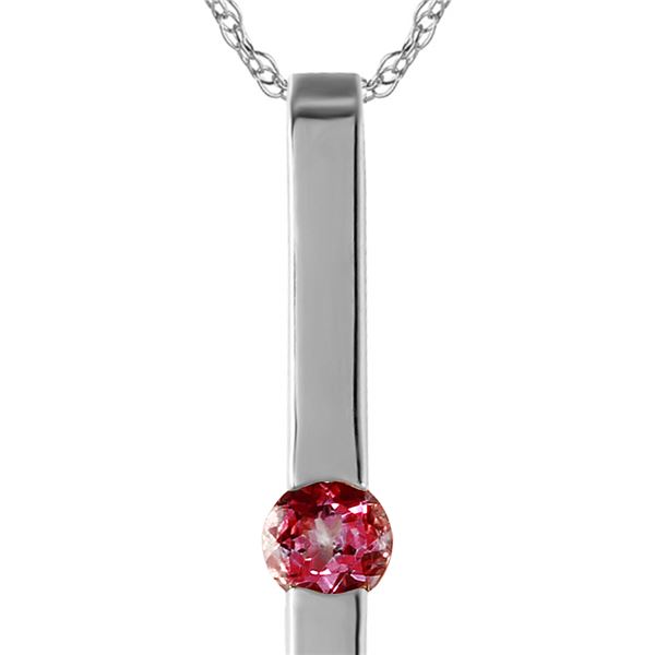 Genuine 0.25 ctw Pink Topaz Necklace 14KT White Gold - REF-25M4T