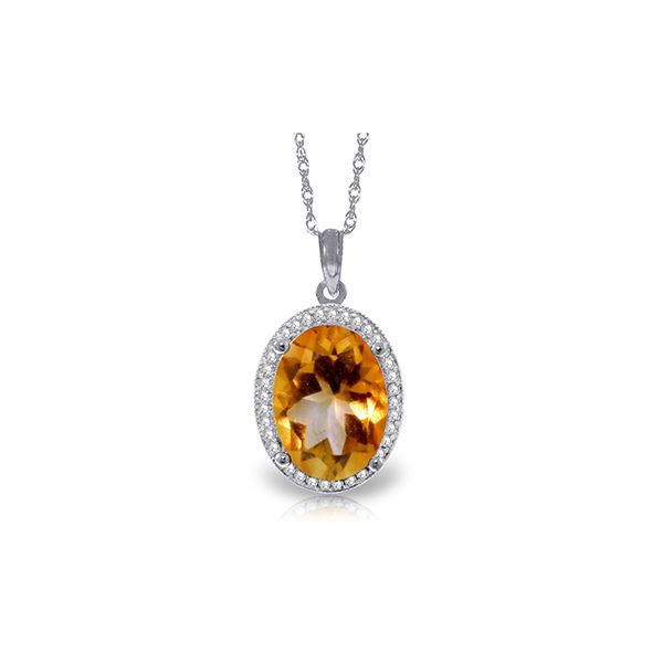 Genuine 4.88 ctw Citrine & Diamond Necklace 14KT White Gold - REF-70Y2F