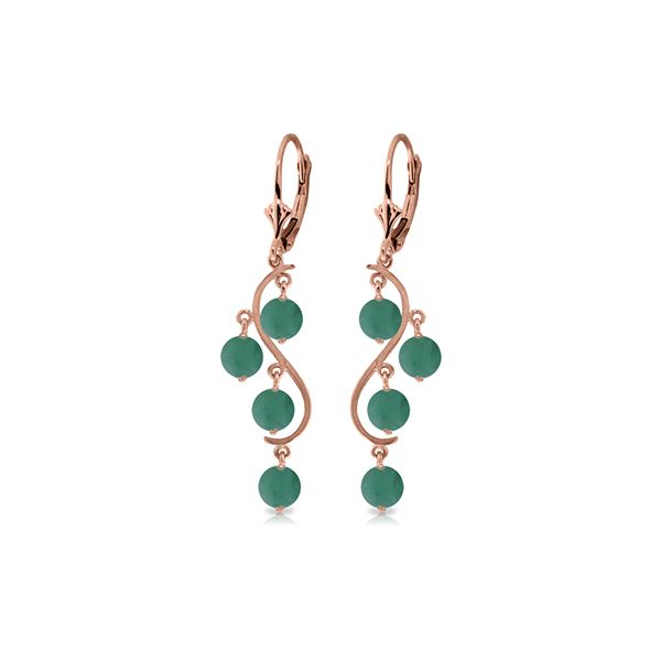 Genuine 4 ctw Emerald Earrings 14KT Rose Gold - REF-76W6Y