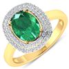 Image 1 : Natural 1.93 CTW Zambian Emerald & Diamond Ring 14K Yellow Gold - REF-80R9F