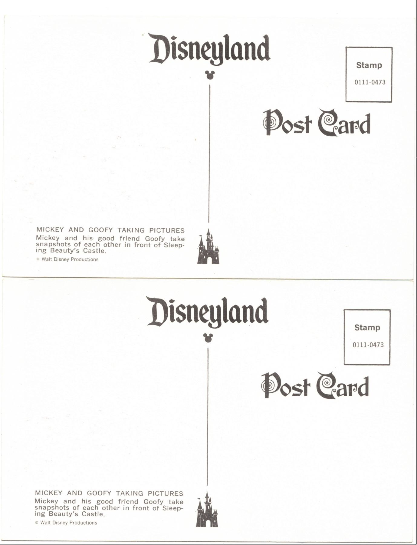 Two Vintage Disneyland Postcards