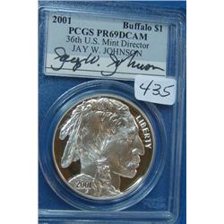 2001 Buffalo Silver Dollar PCGS Proof 69 DCAM 36h U.S.Mint D