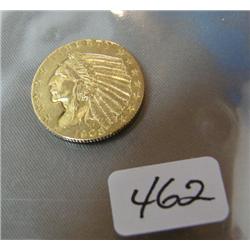1908 $2.50 Indian Head Gold Coin XF Slight Polish