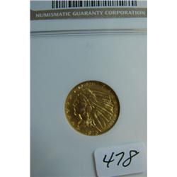 1915 $2.50 Indian Head Gold Coin NGC MS62