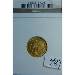 1911 $2.50 Indian Head Gold Coin NGC MS64