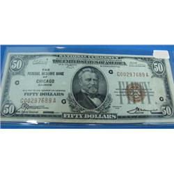 1929 $50 Small Size National Currency VG Fr#1803-1