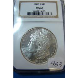 1880-S Morgan Silver Dollar NGC MS65