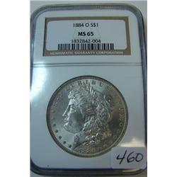 1884-O Morgan Silver Dollar NGC MS65