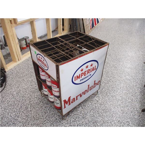 2-sided Esso + Gargoyle Rack - (9 oil cans) Marvelube + Mineralube + 3 star imperial