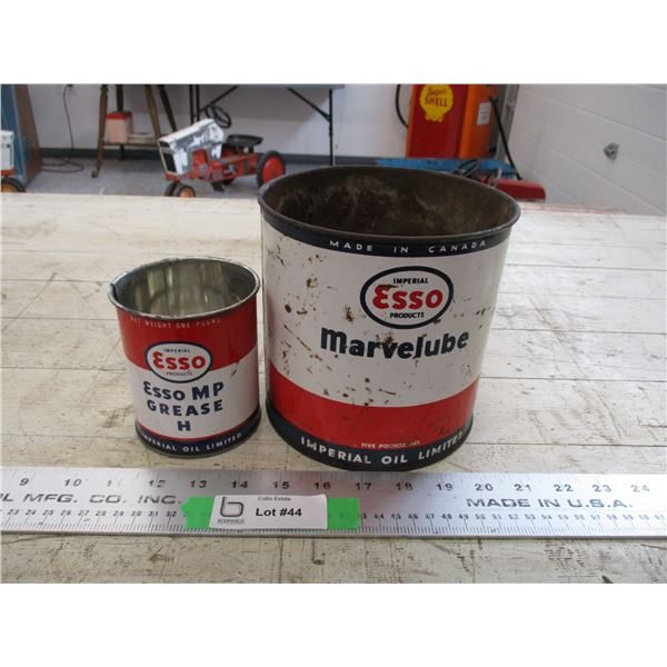 (2) Esso Grease Tins - 1lb + 5lb