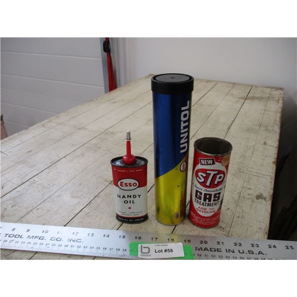 Unitol Grease tube (unopened) + Esso handy oil tin + STP gas treatment tin