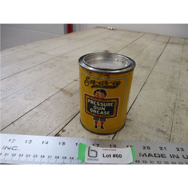 En-ar-co Pressure gun grease tin (with contents) Slate boy logo - nice condition
