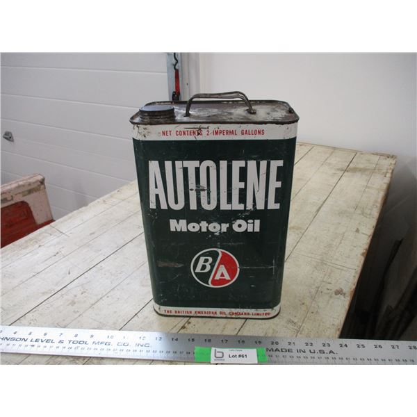 B/A Autolene motor oil 2 imp gallon tin