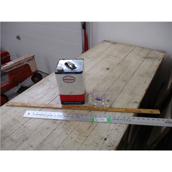 (3) Esso - Meter Stick, Ash Tray, Oil TIn (duck lake + bruno)