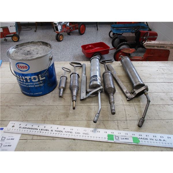 (5) Grease guns + (1) Esso tin