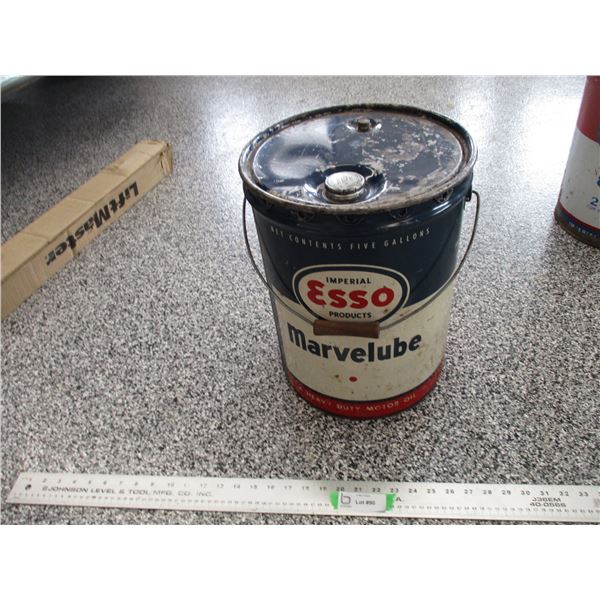 Esso Marvelube 5 gallon tin pail