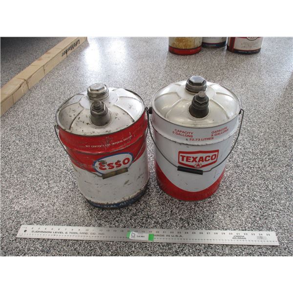 (2) Esso + Texaco Gas pails