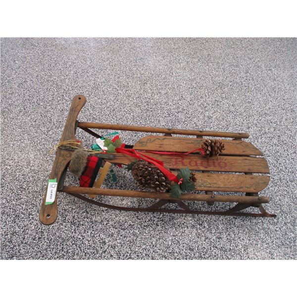 Radio brand wooden sleigh - 31" long