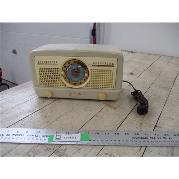 Jewel Wakemaster vintage radio turns on speakers hum clock works