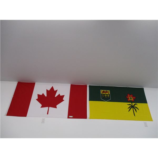 (2) Flags - Canada + Saskatchewan