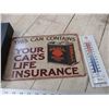 Image 3 : (2) Signs + Tin Thermometer