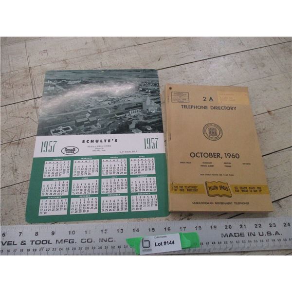 1960 Telephone directory + 1957 Schulte's calendar