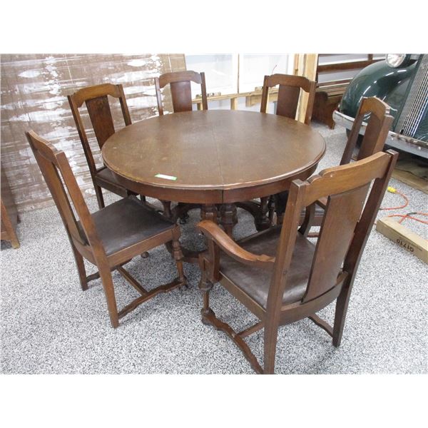 (6) Chair with round wood table - 48" tround