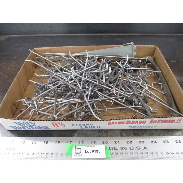 Peg board hooks + (4) Shelf brackets