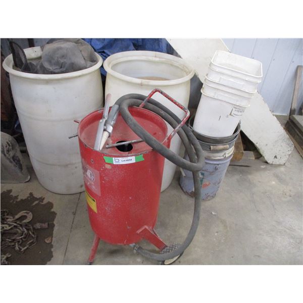 Sand blaster with sand + pails